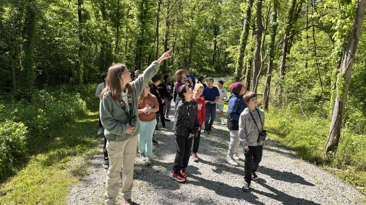group of students on a bird walk