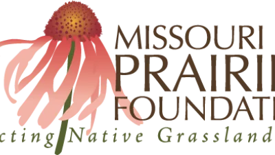 Graphic representation of a Coneflower and the words Missouri Prairie Foundation: Protecting Native Grasslands