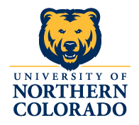 Logo with bear mascot and name for the University of Northern Colorado